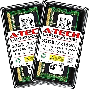 32GB DDR4 3200MHz Laptop RAM Kit - A-Tech SODIMM Memory Upgrade