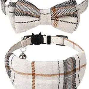 Breakaway Cat Collar with Bells - 2 Pack Adjustable Cat Collars with Bandana