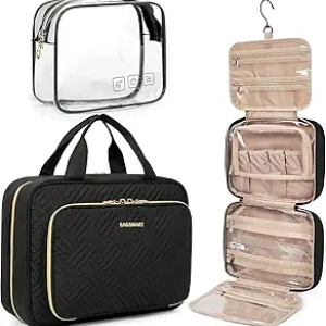 BAGSMART Hanging Travel Toiletry Bag with TSA Approved Transparent Cosmetic Organizer