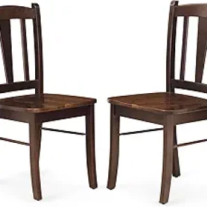 East West Furniture Dublin Dining Chairs Set of 2 - Mahogany Wood Slat Back