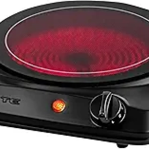 OVENTE 1000W Infrared Single Burner Cooktop | Portable Electric Hot Plate with Ceramic Glass