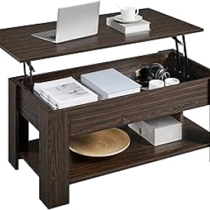 Yaheetech Lift Top Coffee Table with Hidden Storage - 38.6in Espresso