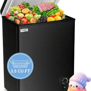 3.5 Cu.Ft Compact Chest Freezer - Energy Saving Deep Freezer with Adjustable Thermostat