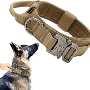 Tactical Dog Collar for Large Dogs - Military Nylon with Control Handle & Metal Buckle