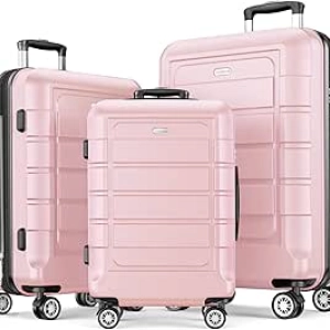 SHOWKOO 3-Piece Expandable Luggage Set with TSA Lock & 360° Spinner Wheels - Pink
