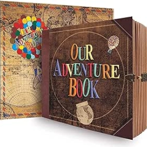 JIMBON Our Adventure Book Scrapbook - Retro Travel Photo Album for Couples