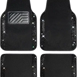 Bling Diamond Car Floor Mats - Rhinestone Crystal Auto Mats for Cars, SUVs & Sedans