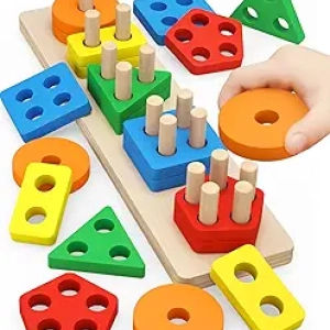 Montessori Wooden Sorting Toys for Toddlers 1-3 Years | Shape & Color Sorter