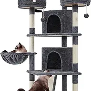 68.5in Cat Tree for Large Cats - Multi-Level Tower with 3 Perches & Sisal Posts