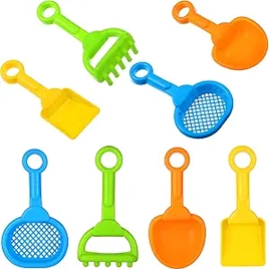 8-Piece Colorful Sand Shovels Set - Kids Beach & Snow Toys with Handles