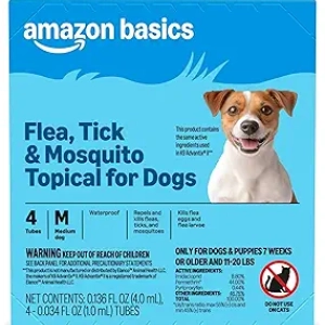 Amazon Basics Flea, Tick & Mosquito Treatment for Medium Dogs (11-20 lbs) - 4 Pack