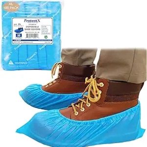 ProtectX Disposable Shoe & Boot Covers XL - Waterproof CPE (100-Pack)
