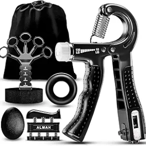 ALMAH Hand Grip Strengthener Kit (5 Pack) - Adjustable Forearm Trainer & Finger Exerciser