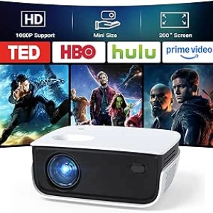 NICPOW 1080P Mini Projector - Portable Outdoor Movie Projector for Gaming & Home Theater