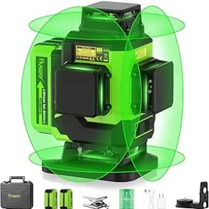 Huepar 4D Green Laser Level 16 Lines - Self-Leveling Cross Line Laser with 360° Coverage