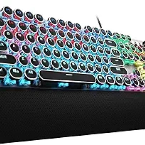 AULA F2088 Mechanical Gaming Keyboard - Retro Typewriter Style with Blue Switches & RGB LED