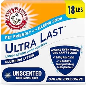 ARM & Hammer Ultra Last Unscented Clumping Cat Litter 18 lbs - Long-Lasting Odor Control