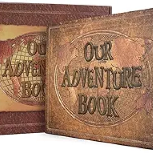 JIMBON Adventure Scrapbook Photo Album - 180 Pages Leather Embossed Travel Journal