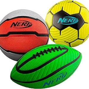 Nerf Mini Foam Sports Ball Set - Football, Soccer & Basketball for Kids