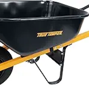 True Temper 6 Cu. Ft. Steel Wheelbarrow - Never Flat Tire & Steel Handles