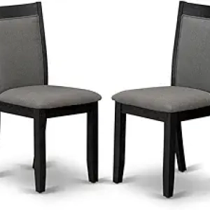 East West Furniture Monza Dining Chairs Set of 2 - Dark Grey Linen Padded Mid-Century Modern