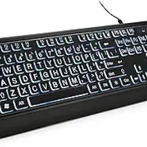 Large Print Backlit USB Keyboard for Seniors & Low Vision - Full Size LED Illuminated Computer Keyboard