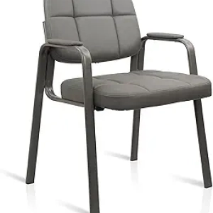 CLATINA Grey Waiting Room Guest Chair with Padded Armrest - Premium Office Reception Seating