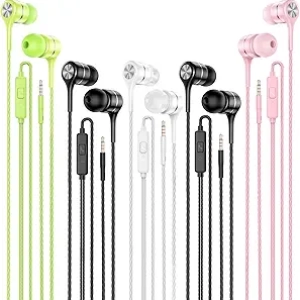Wired Earbuds with Mic 5 Pack - Heavy Bass In-Ear Headphones for All 3.5mm Devices