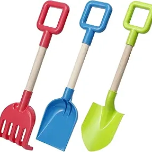 Jumbo Beach Shovels for Kids - 16" Wooden Handle Sand Toys Set (3 Pack)