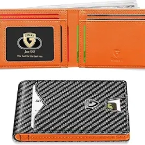 GSOIAX Slim RFID Blocking Wallet for Men | Ultra-Thin Leather Bifold with Carbon Fiber