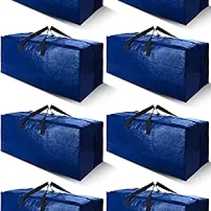 Extra Large Heavy Duty Moving Bags 8 Pack with Backpack Straps - 65 lbs Capacity