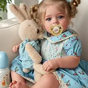 18 Inch Reborn Baby Doll - Realistic Newborn Girl with Blonde Hair & Blue Eyes