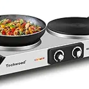 Techwood Double Burner Hot Plate 1800W | Portable Electric Cooktop for RV & Home
