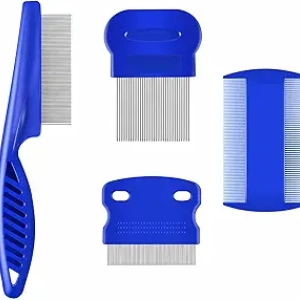 4 Pack Flea & Lice Comb Set - Professional Stainless Steel Pet Grooming Tool