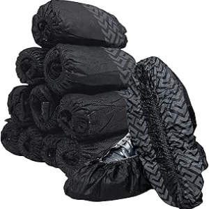 100 Pack Extra Large Black Disposable Shoe Covers - Non-Slip Booties for Men Size 14