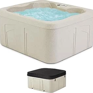 LifeSmart 4-Person Hot Tub | Outdoor Spa with LED Lights & Cover