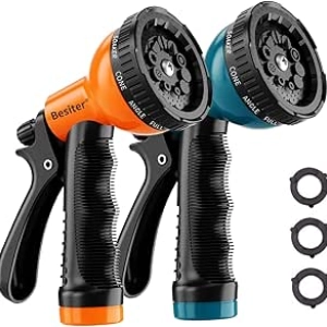 Garden Hose Nozzle Sprayer 2-Pack | 10 Patterns Heavy Duty Spray Nozzles