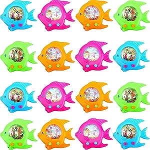16 Pieces Fish Ring Toss Handheld Games - Retro Arcade Pocket Toys for Kids