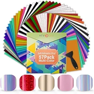 HTVRONT Permanent Vinyl 57 Pack - Cricut Compatible Adhesive Vinyl Bundle