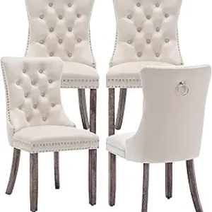 Kiztir Velvet Dining Chairs Set of 4 - Luxury Tufted Upholstered Chairs with Nailhead Trim