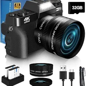 64MP Digital Camera for YouTube Vlogging with WiFi & 180° Flip Screen - 2024 Upgrade