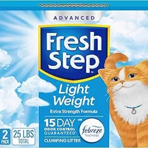 Fresh Step Light Weight Cat Litter 25 lbs - Advanced Extreme Clumping with Febreze