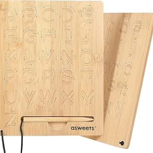 Montessori Wooden Alphabet Tracing Board for Toddlers - Double-Sided Letter Practice