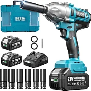 665 FT-LBS Cordless Impact Wrench - Professional Brushless Electric Impact Driver with 21V Battery & Sockets