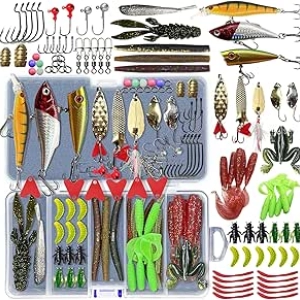 Complete Fishing Lures Kit Set - 26 Bass & Trout Lures with Tackle Box
