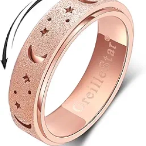 Anxiety Ring for Women - Stress Relief Spinner Ring Fidget Toys in Rose Gold Size 8