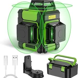 Huepar 360° Self-Leveling Green Laser Level - 3D Construction Tool with Magnetic Bracket