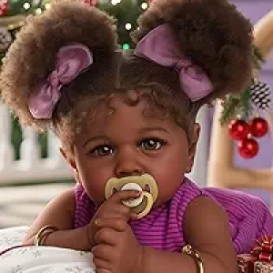 JIZHI 22 Inch Reborn Baby Doll Black - Lifelike Soft Body with Accessories