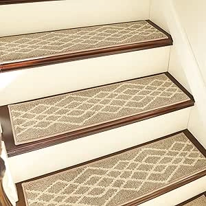 Non-Slip Stair Treads 15pcs - Safe Carpet Mats for Kids & Dogs | 28x9in