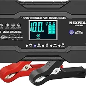 NEXPEAK 10-Amp Smart Battery Charger 12V 24V - Auto Maintainer for Cars, Trucks & Marine